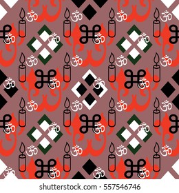 Abstract seamless pattern. Geometric  background. Vector ornate texture.Decorative flowers. symbols,rhombus, tribal ornaments..