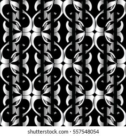 Abstract seamless pattern. Geometric black  background. Vector ornate texture.Decorative black and white ornament.
