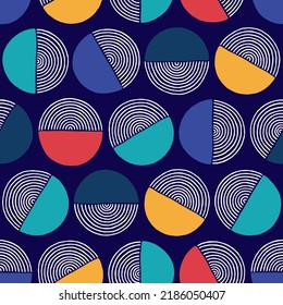 Abstract seamless pattern. Geometric circle hand drawn background. Repeat modern texture. Repeated bright patern. Contemporary geometry backdrop. Repeating line for design prints. Vector illustration