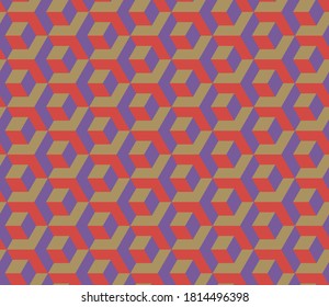 Abstract seamless pattern of geometric cubes. Modern stylish texture. Vector color background
