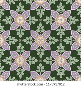 Abstract seamless pattern with geometric elements  and  with elements of floral ornament
