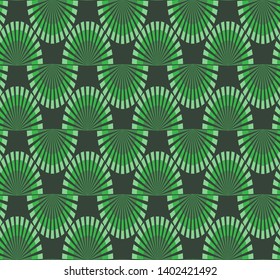 Abstract seamless pattern with geometric elements - circles, stripe, wavy lines 