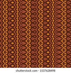 Abstract seamless pattern with geometric elements for embroidery, knitting, beadwork