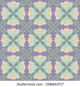 Abstract seamless pattern with geometric elements in bargello style from Italy for fancywork and embroidery 