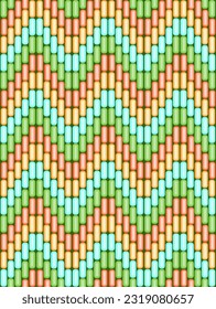 Abstract seamless pattern with geometric elements in bargello style from Italy 