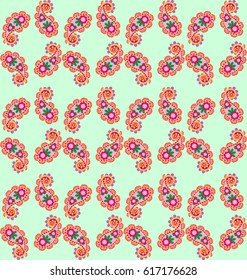 Abstract seamless pattern with geometric elements and indian cucumber