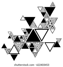 Abstract seamless pattern with geometric elements, triangles. Vector Hand-drawn illustration.