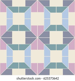 Abstract seamless pattern with geometric elements - quadrilateral, trapeze, mosaic, 