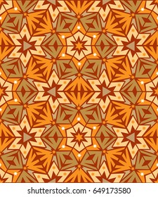 Abstract seamless pattern with geometric elements - kaleidoscope with irregular triangles, quadrilaterals, polygons