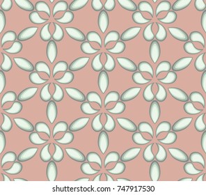 Abstract seamless pattern with geometric elements and floral motive