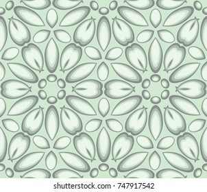 Abstract seamless pattern with geometric elements and floral motive