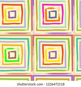 Abstract seamless pattern with geometric ethnic figures made in watercolor .