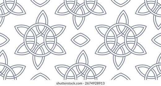 Abstrato padrão sem emenda com formas florais geométricas em design moderno de arte de linha. Fundo vetor decorativo perfeito para projetos têxteis, papel de parede e digitais. Elegante arte ornamental mínima.