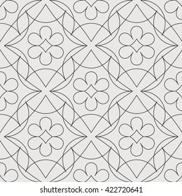 Abstract seamless pattern with geometric floral ornaments. Seamless background.