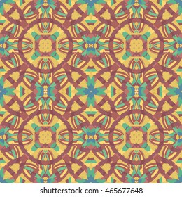 Abstract seamless pattern with geometric and floral ornaments, ethnic, boho style