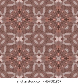 Abstract seamless pattern with geometric and floral ornaments, vintage, ethnic, boho style
