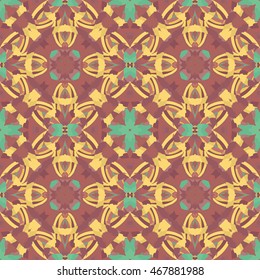 Abstract seamless pattern with geometric and floral ornaments, tribal, boho style.