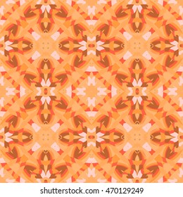 Abstract seamless pattern with geometric and floral ornaments, ethnic, boho style. Tile repeat. Autumn motive.