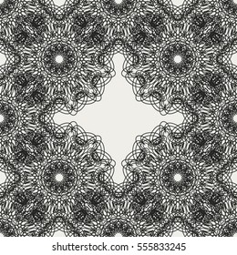 Abstract seamless pattern with geometric floral ornaments. Seamless background.