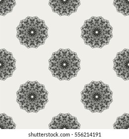 Abstract seamless pattern with geometric floral ornaments. Seamless background.