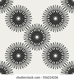 Abstract seamless pattern with geometric floral ornaments. Seamless background.