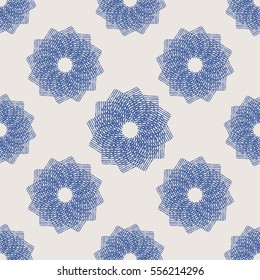 Abstract seamless pattern with geometric floral ornaments. Seamless background.