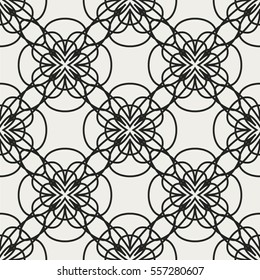 Abstract seamless pattern with geometric floral ornaments. Seamless background.