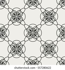 Abstract seamless pattern with geometric floral ornaments. Seamless background.
