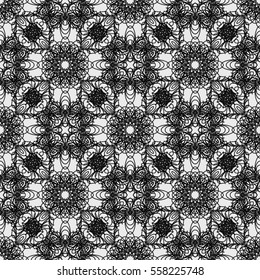 Abstract seamless pattern with geometric floral ornaments. Seamless background.