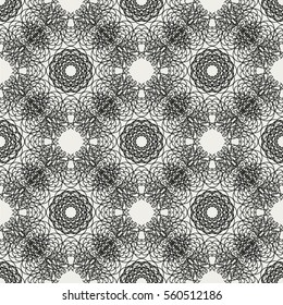 Abstract seamless pattern with geometric floral ornaments. Seamless background.