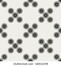 Abstract seamless pattern with geometric floral ornaments. Seamless background.