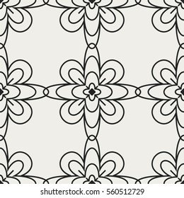 Abstract seamless pattern with geometric floral ornaments. Seamless background.