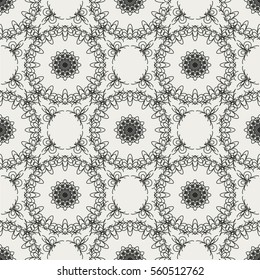 Abstract seamless pattern with geometric floral ornaments. Seamless background.