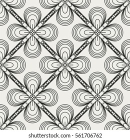 Abstract seamless pattern with geometric floral ornaments. Seamless background.