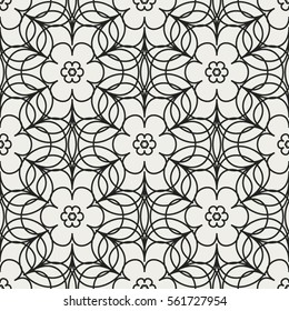 Abstract seamless pattern with geometric floral ornaments. Seamless background.