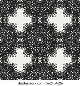 Abstract seamless pattern with geometric floral ornaments. Seamless background.
