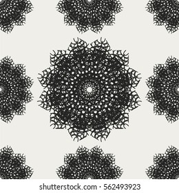 Abstract seamless pattern with geometric floral ornaments. Seamless background.