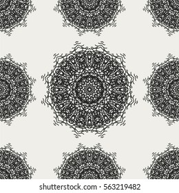 Abstract seamless pattern with geometric floral ornaments. Seamless background.