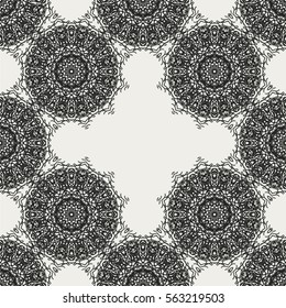 Abstract seamless pattern with geometric floral ornaments. Seamless background.