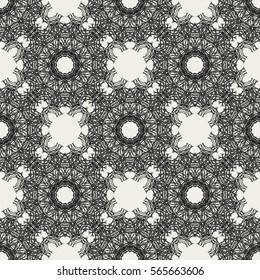 Abstract seamless pattern with geometric floral ornaments. Seamless background.
