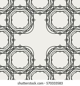 Abstract seamless pattern with geometric floral ornaments. Seamless background.