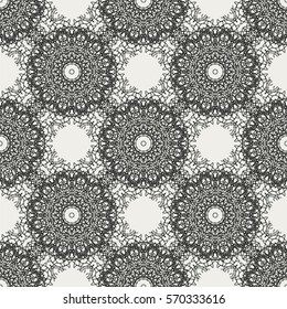 Abstract seamless pattern with geometric floral ornaments. Seamless background.