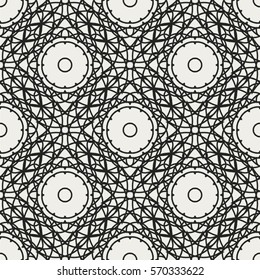 Abstract seamless pattern with geometric floral ornaments. Seamless background.