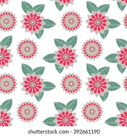 Abstract seamless pattern of geometric flowers. Background vector can be used for wallpaper, cover fills, web page background, surface textures.