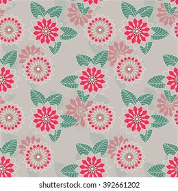 Abstract seamless pattern of geometric flowers. Background vector can be used for wallpaper, cover fills, web page background, surface textures.