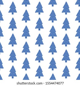 Abstract seamless pattern geometric forest. Simple minimalist trees. Scandinavian style Huge. Cartoon Winter. Stylized modern trees. Christmas and new year background. Christmas trees. Flat vector