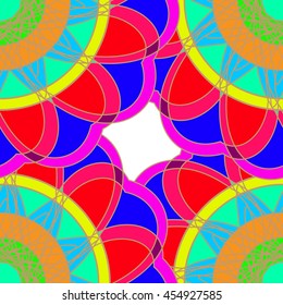 Abstract seamless pattern with geometric fracral mandala.