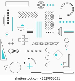 Abstract seamless pattern with geometric graphic elements. Abstract geometric shapes composition. Modern abstract design. Vector color illustration. Vector geometric shapes collection.