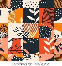 Abstract seamless pattern with geometric leaves. Modern design for paper, cover, fabric, interior decor and other users.