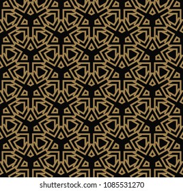 Abstract seamless pattern. Geometric line gold ornament. Ornamental stylish background.